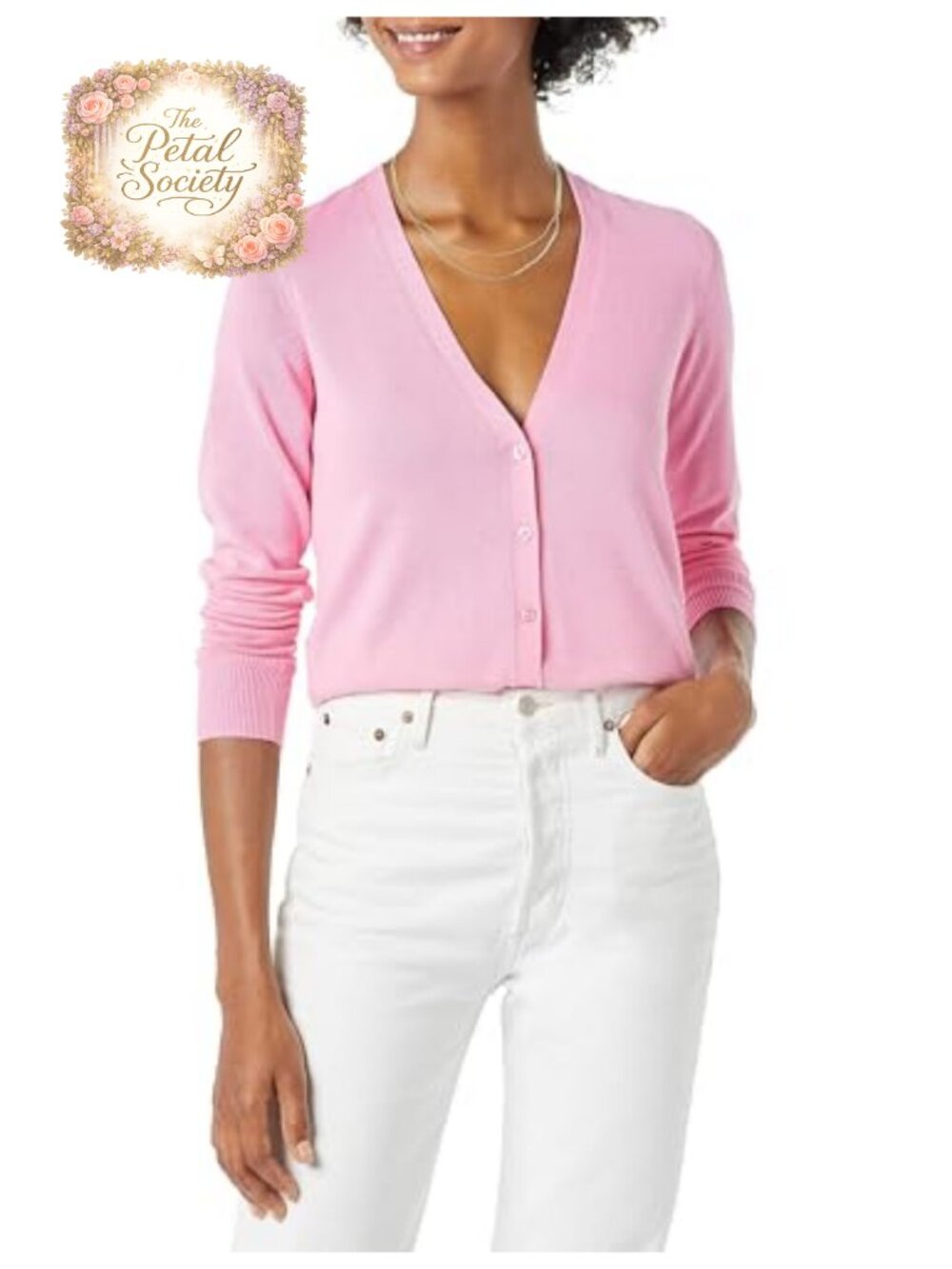 Women's Lightweight Cotton Blend Button V-Neck Cardigan Sweater Long Sleeve